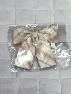制服　リボン　タイ　ピンクチェック柄