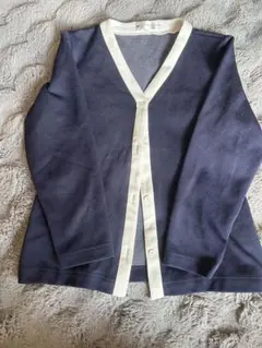 ネイビー Vネック 長袖カーディガン ナース服用カーディガン