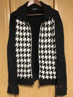 BURBERRY BLACK LABEL ニットジャケット Lブラック 千鳥柄