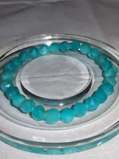 ★天然石ブレスレット※アマゾナイト、ダイアモンドカット約7mm