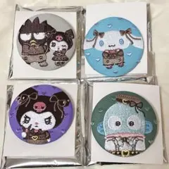 新品◇サンリオキャラクターズ　刺繍缶バッジ　うるうるハート　４点セット