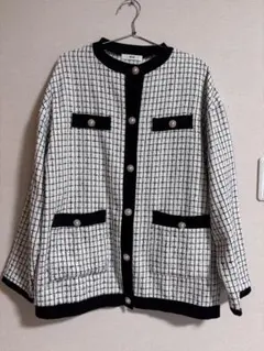 WEGO ツイード風 チェック柄 カーディガン 長袖