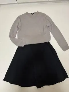 黒フレアスカート　ウエスト後ろゴム入り　Ｌサイズ　裏布付き