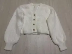 GRL フェザーニットパールボタンショート丈カーディガン[kz282]