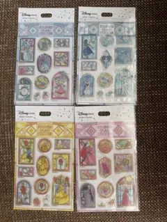 【新品】ディズニーステンドグラスシール4パックセット