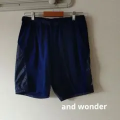 週末セール★and wonder アンドワンダー ハーフパンツ ネイビー Lのサムネイル