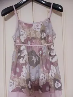 美品 a.g.plus エージープラスくすみピンクの花柄ノースリーブトップスのサムネイル