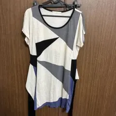 幾何学模様 半袖チュニック 多色