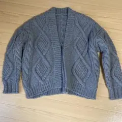 グレー ケーブルニット カーディガン 長袖
