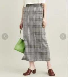 BEAUTY&YOUTH チェック バックスリット タイトロングスカート