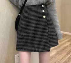 【美品】チェック柄 台形ミニスカート（ac2041）