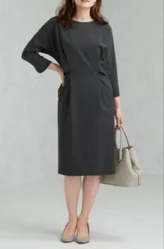 新品未使用 セットアップ風ワンピース ダークグレー 七分袖