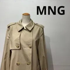 MNG トレンチコート ダブルボタン ロング丈 ベルト付き ベージュ系 L