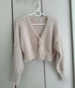 NICE CLAUP ピンク クロップドカーディガン