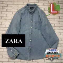 ■ZARA しっかり生地デニムシャツジャケット ライトブルー