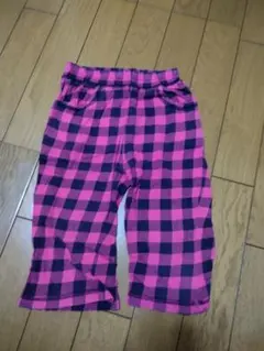 130cm ピンク黒チェック カジュアルパンツ