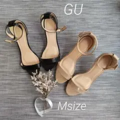 GU アンクルストラップ M ハイヒール レディースサンダル　ベージュ　黒