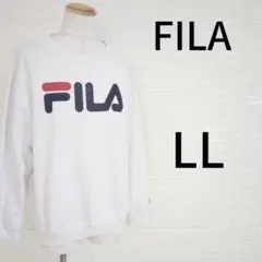 FILAロゴスウェット白LLユニセックス男女兼用ビッグサイズ長袖古着風 *824