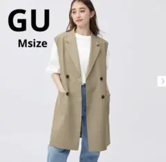 GU ベージュ ダブルブレスト ベスト Mサイズ