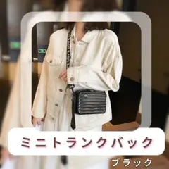 ミニトランクバック　ショルダー プラスチック　ペンケース　コスメケース　黒色