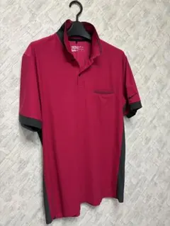 NIKE DRY-FIT半袖ゴルフポロシャツ 赤 ×Dグレー ストレッチ素材XL
