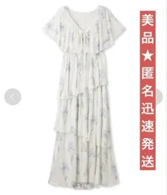 【美品】GELATO PIQUE アイリス柄カップインビッグカラーワンピ