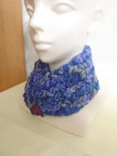 青紫色 ネックウォーマー ボタン付き