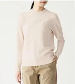 無印良品　コットンシルクガーター編み　クルーネックセーター　アイボリー