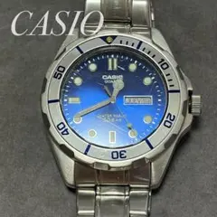 CASIO メンズ腕時計 クォーツ デイデイト ブルー文字盤 稼働 ジャンクのサムネイル