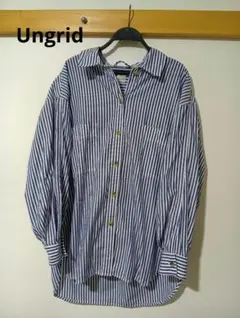 アングリッド　ストライプルーズシャツ　ブルー　フリーサイズ