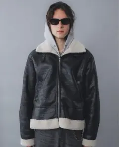 UNAILE フード付きボア襟ジャケット