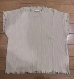 ペアマノン　新品　フリルリブカットソー　ベージュ　120