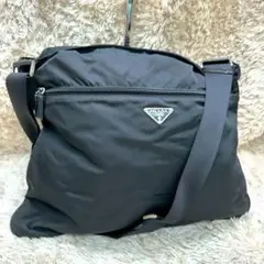 【美品】PRADA ブラック ショルダーバッグ 三角ロゴ テスートナイロン