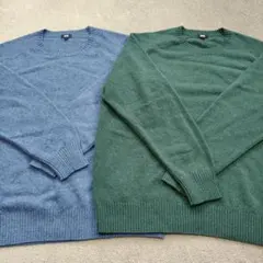 試着のみ ユニクロ ラムクルーネックセーター セット 青 緑 3XL 即発送