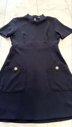 ZARA ブラック 半袖 ミニワンピース ポケット付き