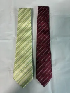 ネクタイ　ストライプ　2本セット　黄色、赤色