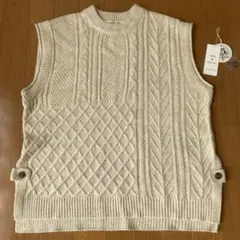 SELF+SERVICE☆Cラム混サイドボタンベスト（L）タグ付き