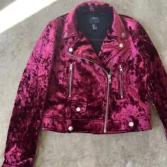 FOREVER21 フォーエバー21 グロップドベロアライダースジャケット 派手のサムネイル