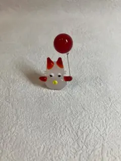 ガラス細工 風船を持った猫 ミニチュア 置物