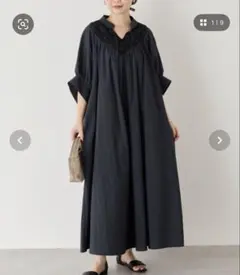 ラビアンジェネイビー ロングワンピース 7分袖のサムネイル