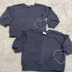 ネイビー トレーナー ハート刺繍 95cm未満