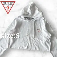 ゲス GUESS パーカー ショート丈 白 S 裏起毛のサムネイル