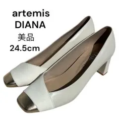 artemis DIANA パンプス 24.5cm バイカラー　ホワイトゴールド