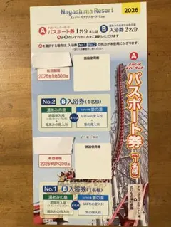 ナガシマスパーランド　プール入場チケット2人分　　ナガシマ株主優待券 2026年最新】ナガシマスパーランド 優先券の人気アイテム - メルカリ