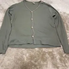 オリーブグリーン リブ編み カーディガン 160