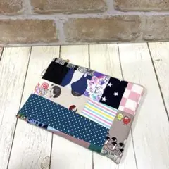 青空そらこ様　ユキエモン　アニバーサリーパッチワーク（ネイビー）　グラニーバッグ フラットポーチ ユキエモン アニバーサリーパッチワーク ネイビー