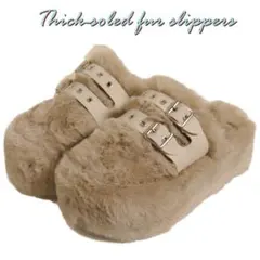 厚底ファーサボサンダル レディース 室内/屋外 36( 23.0cm）ベージュ