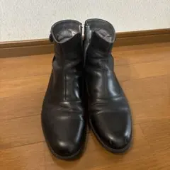 ブラックレザーショートブーツ ジッパー付き