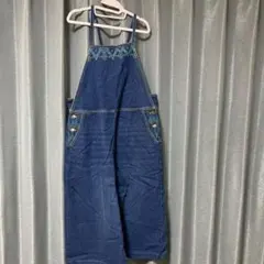 チチカカ デニムサロペット 幾何学模様刺繍 ワイドパンツ