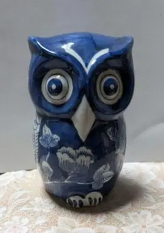 フクロウ 2羽アメジスト原石台座置物 ブラジル産NO25-2367